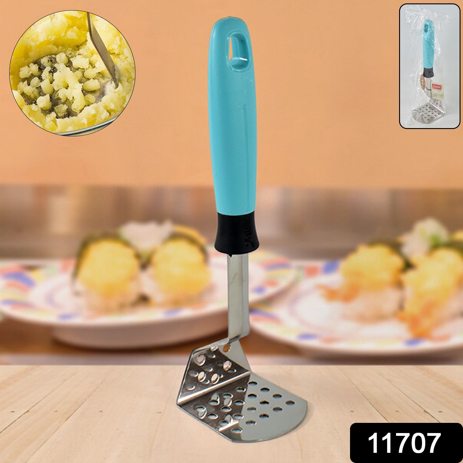 Apex L-Handle Stainless Steel Potato Masher Ergonomic Grip (1 Pc) Apex L-Handle Stainless Steel Potato Masher Ergonomic Grip (1 Pc)